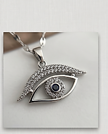 Taşlı Silver Göz Kolye